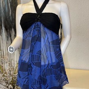 bebe Y2K nwt Black and Blue Halter Top